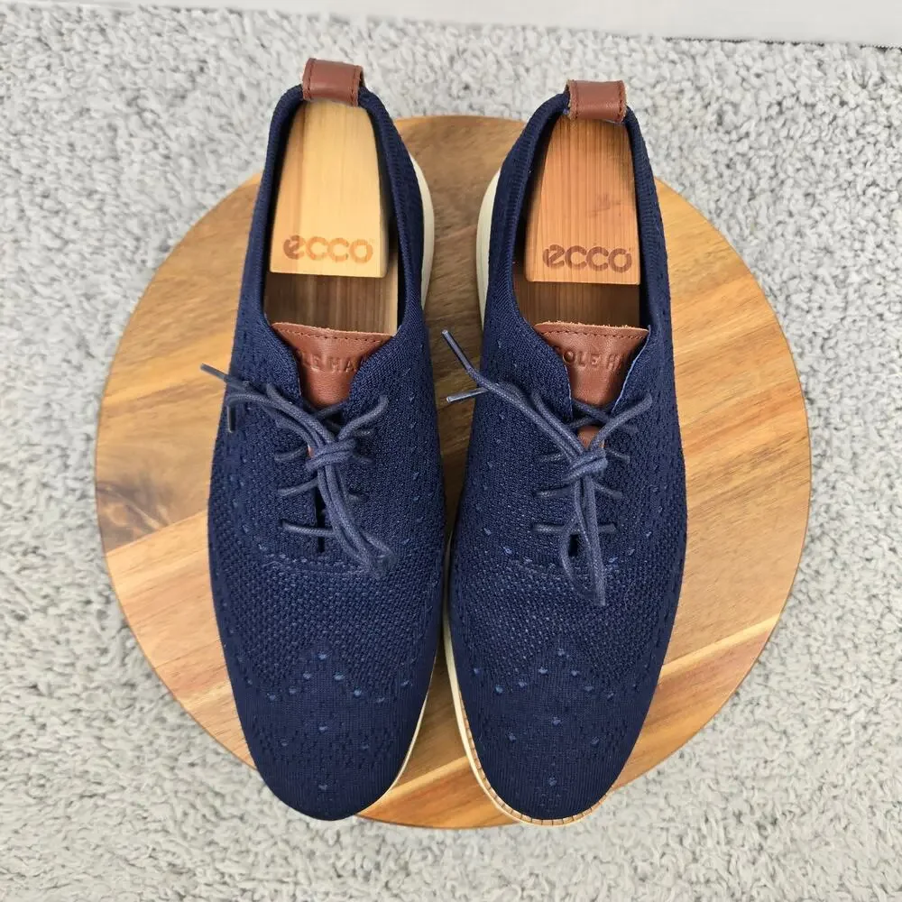 Cole Haan Mens 10.5 OriginalGrand Navy Stitchlite Wingtip Business Casual Oxford